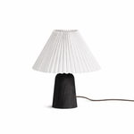 Pleara Sculpted Wood Table Lamp with Pleated Fabric Shade