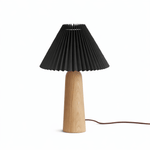 Pleara Sculpted Wood Table Lamp with Pleated Fabric Shade