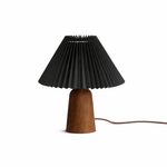 Pleara Sculpted Wood Table Lamp with Pleated Fabric Shade