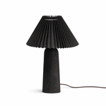 Pleara Sculpted Wood Table Lamp with Pleated Fabric Shade