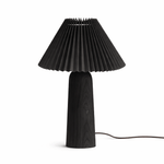 Pleara Sculpted Wood Table Lamp with Pleated Fabric Shade