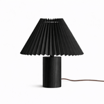 Pleara Sculpted Wood Table Lamp with Pleated Fabric Shade