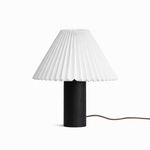 Pleara Sculpted Wood Table Lamp with Pleated Fabric Shade