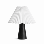 Pleara Sculpted Wood Table Lamp with Pleated Fabric Shade