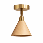 Cone Semi-Flush Ceiling Light in Walnut and Brass