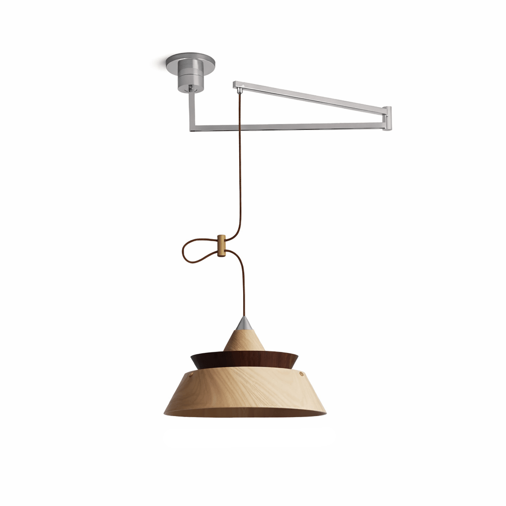 Axion Swing Pendant Light – Modern Wood & Metal Adjustable Ceiling Lamp