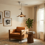 Axion Swing Pendant Light – Modern Wood & Metal Adjustable Ceiling Lamp