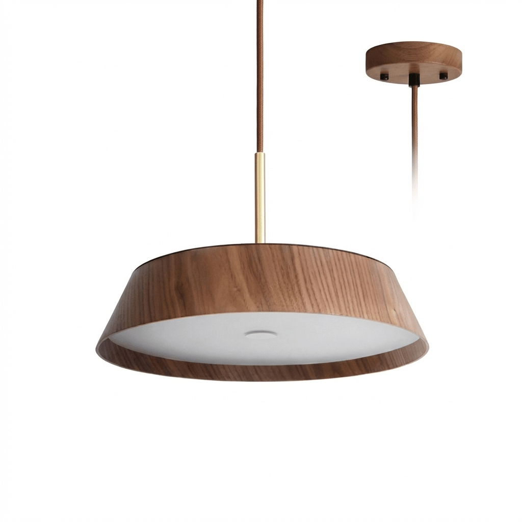 Varen Wood Pendant Light – Modern Scandinavian LED Hanging Lamp for Dining Room and Kitchen Island