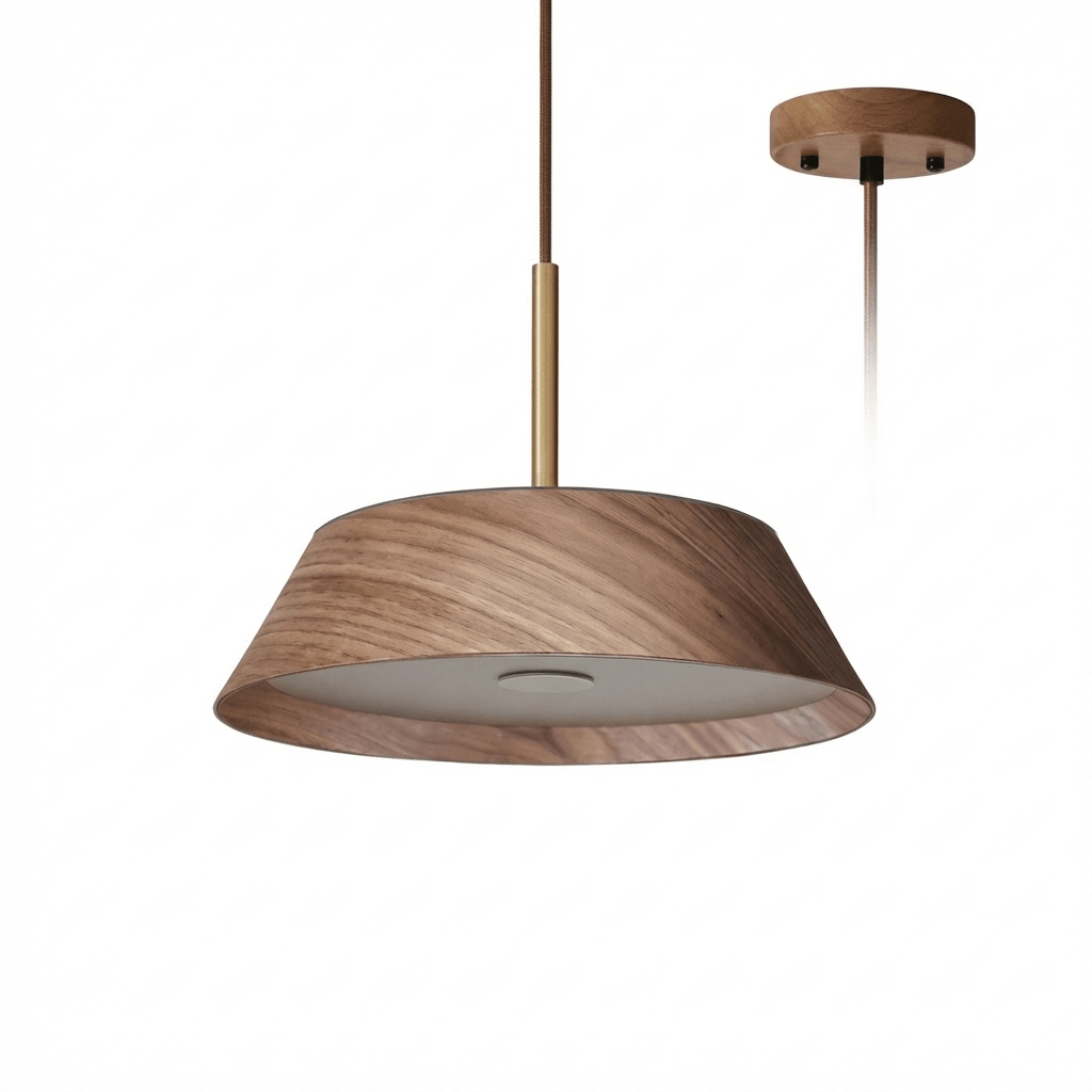 Varen Wood Pendant Light – Modern Scandinavian LED Hanging Lamp for Dining Room and Kitchen Island