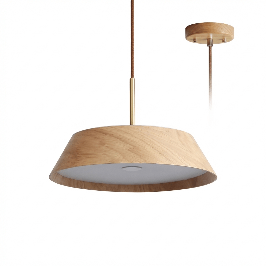 Varen Wood Pendant Light – Modern Scandinavian LED Hanging Lamp for Dining Room and Kitchen Island