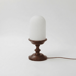 Calyra Ribbed Table Lamp – Sculptural Glass & Wood Accent Light