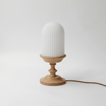 Calyra Ribbed Table Lamp – Sculptural Glass & Wood Accent Light