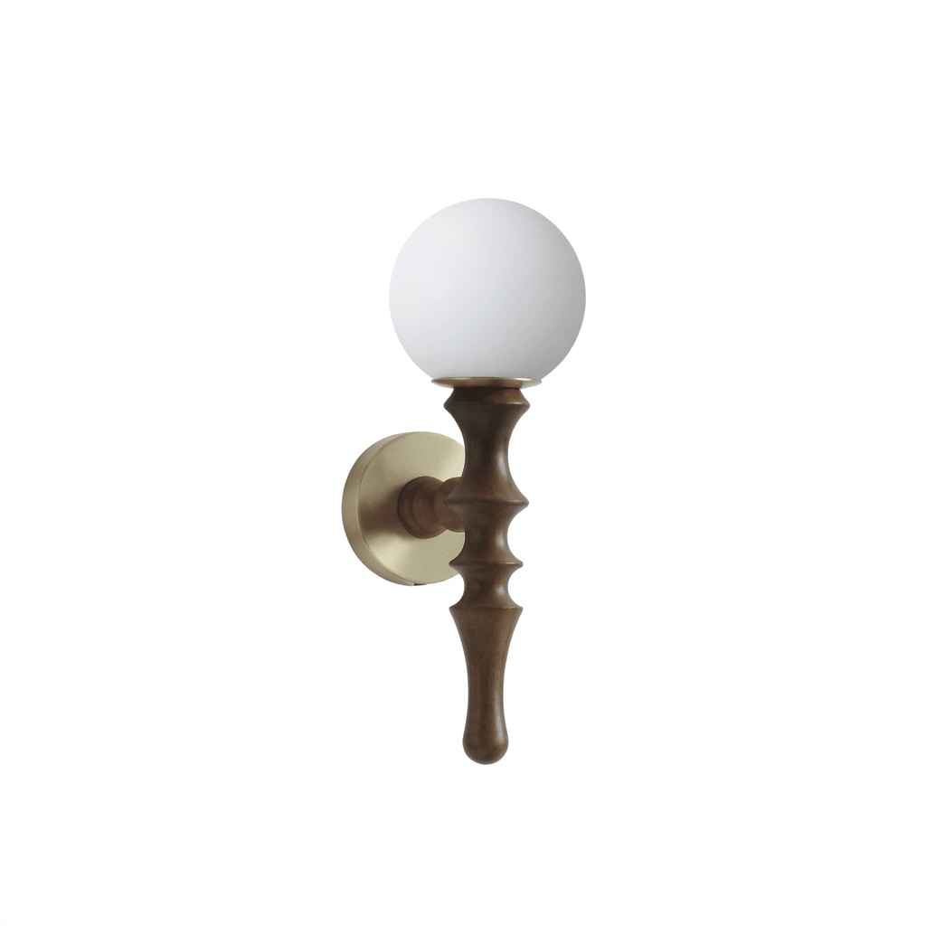 Thalor Wood Globe Wall Sconce – Handcrafted Modern Wall Light