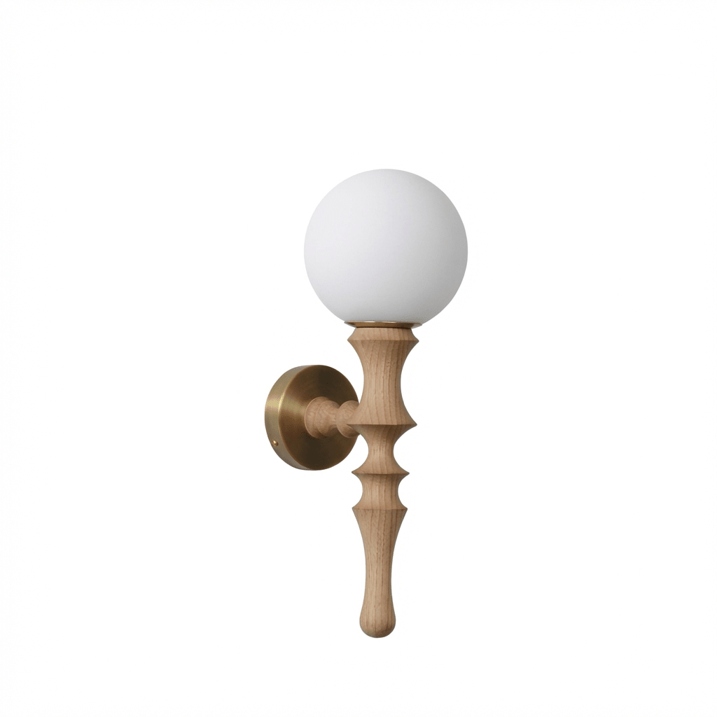 Thalor Wood Globe Wall Sconce – Handcrafted Modern Wall Light