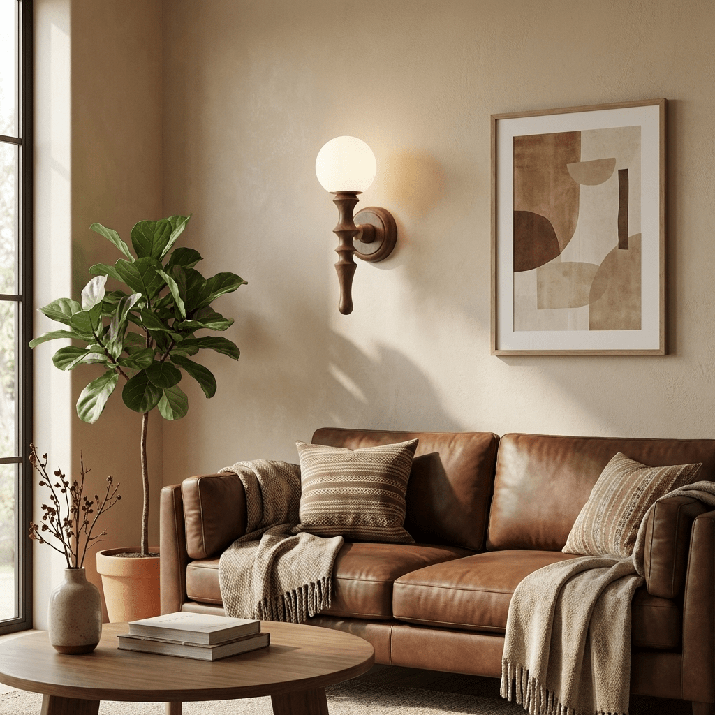 Thalor Wood Globe Wall Sconce – Handcrafted Modern Wall Light