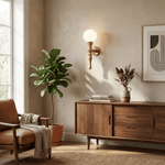 Thalor Wood Globe Wall Sconce – Handcrafted Modern Wall Light