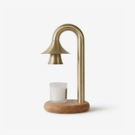 Aurelio Candle Warmer Lamp – Brass & Wood Table Lamp