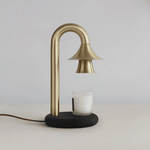 Aurelio Candle Warmer Lamp – Brass & Wood Table Lamp