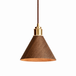 Valmere Cone Wooden Pendant Light with Brass Accents