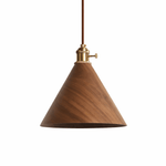 Valmere Cone Wooden Pendant Light with Brass Accents
