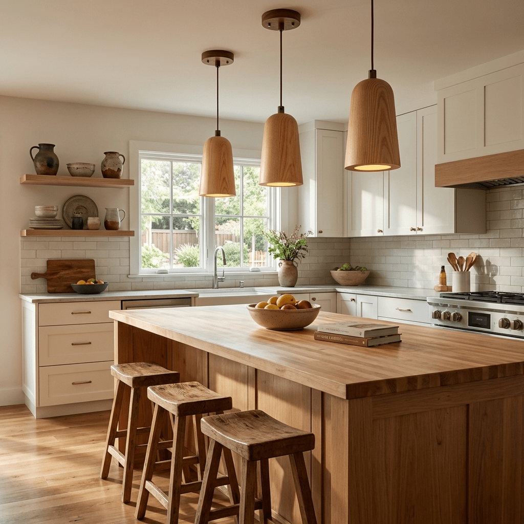 Alven Taper Wooden Pendant Light – Minimalist Hanging Lamp for Dining & Living Spaces