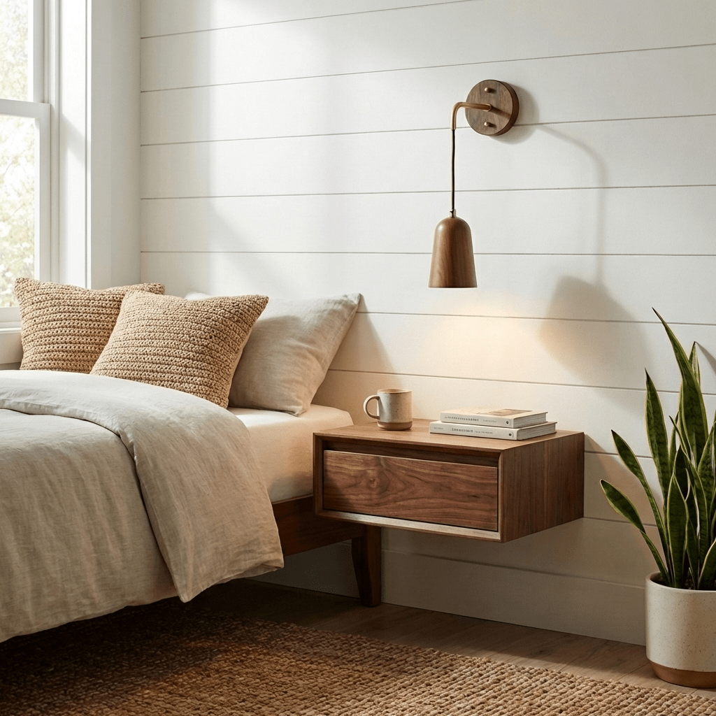 Norvyn Wood Drop Wall Sconce in Brass and Natural Wood