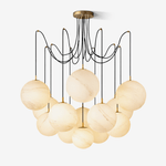Celestara Alabaster Orb Chandelier — Oversized Brass Pendant Light