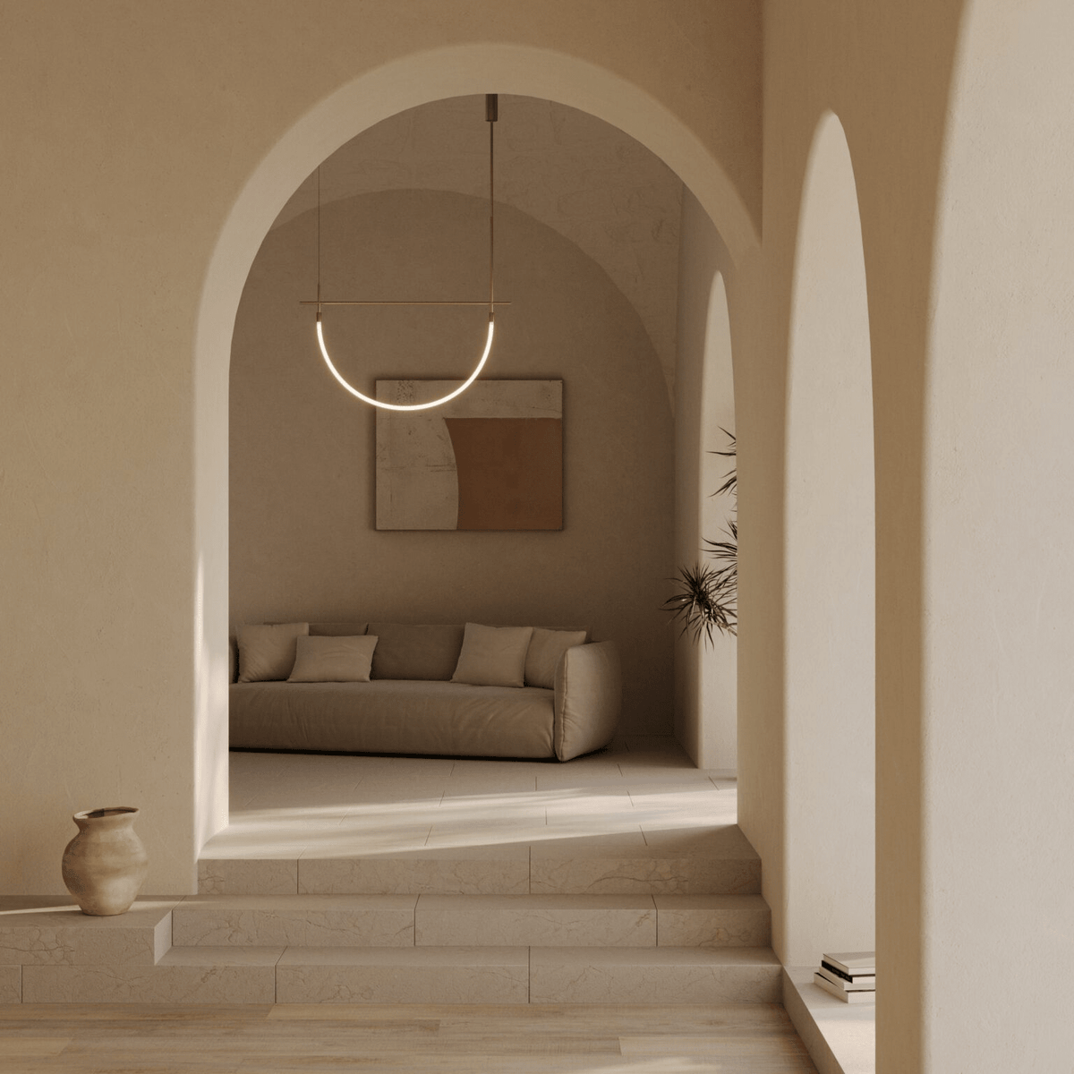 Serpentine Halo LED Chandelier – Modern Sculptural Pendant Light for Dining and Living Spaces