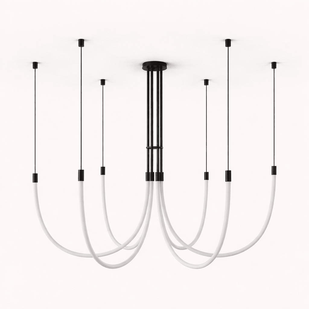 Serpentine Halo LED Chandelier – Modern Sculptural Pendant Light for Dining and Living Spaces