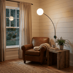 Arvella Arc Wall Sconce in Black with Opal Glass Shade