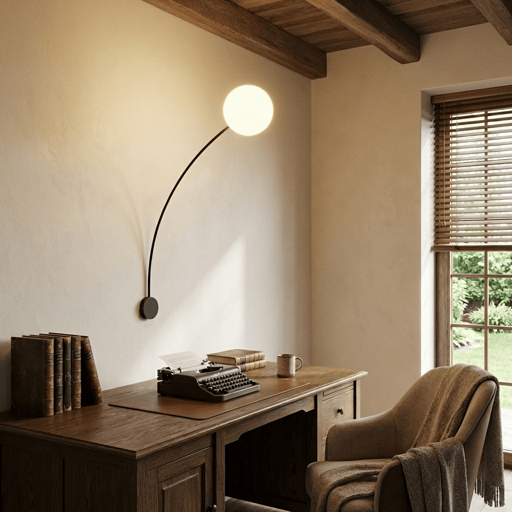 Arvella Arc Wall Sconce in Black with Opal Glass Shade