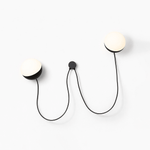 Orbit Dual Globe Wall Sconce in Opal Glass and Black Metal