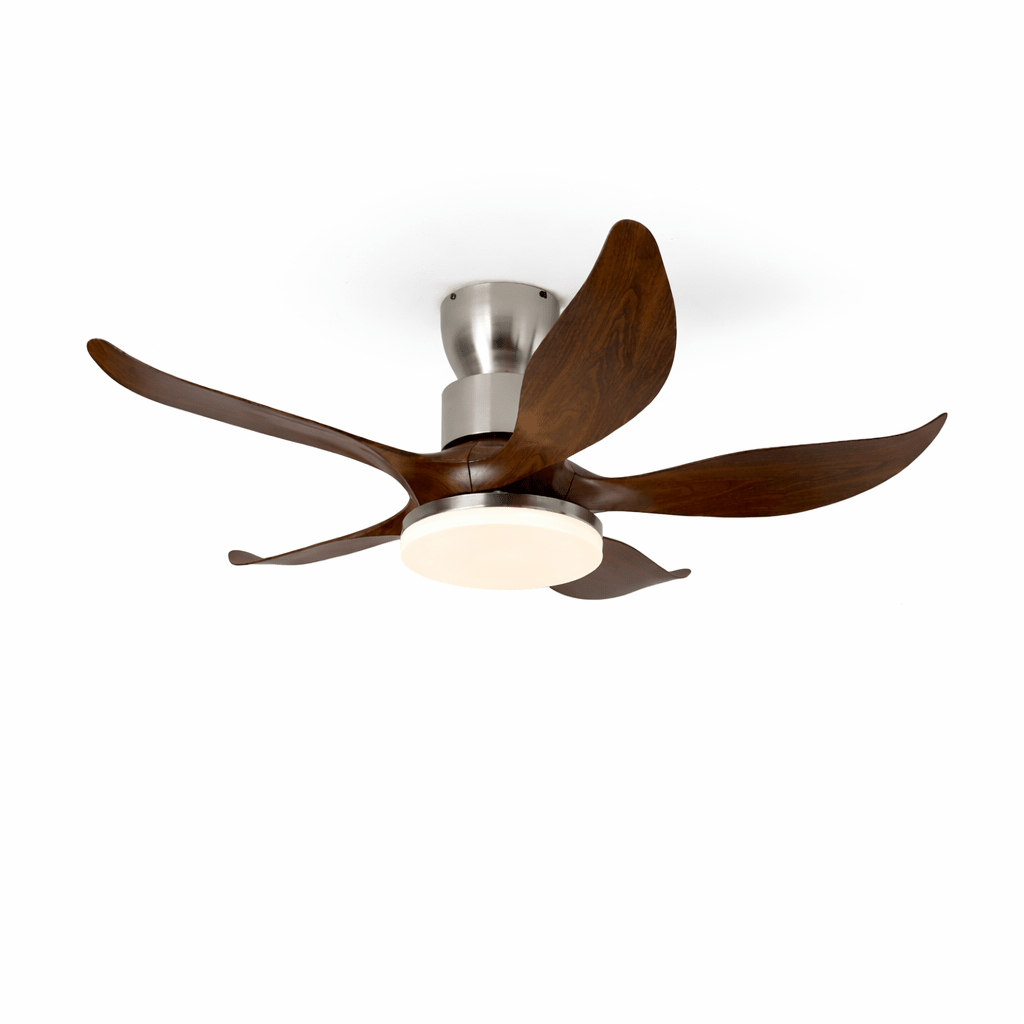 Sylvara Ceiling Fan Light with LED, Sculptural Wood Blades, Modern Indoor Fan