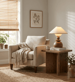 Solvane Sculptural Wood Table Lamp with Fabric Shade