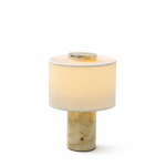 Marbella Stone Table Lamp with Linen Shade for Modern Interiors