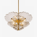 Verdant Petal Glass Chandelier in Brass for Dining Room and Living Room
