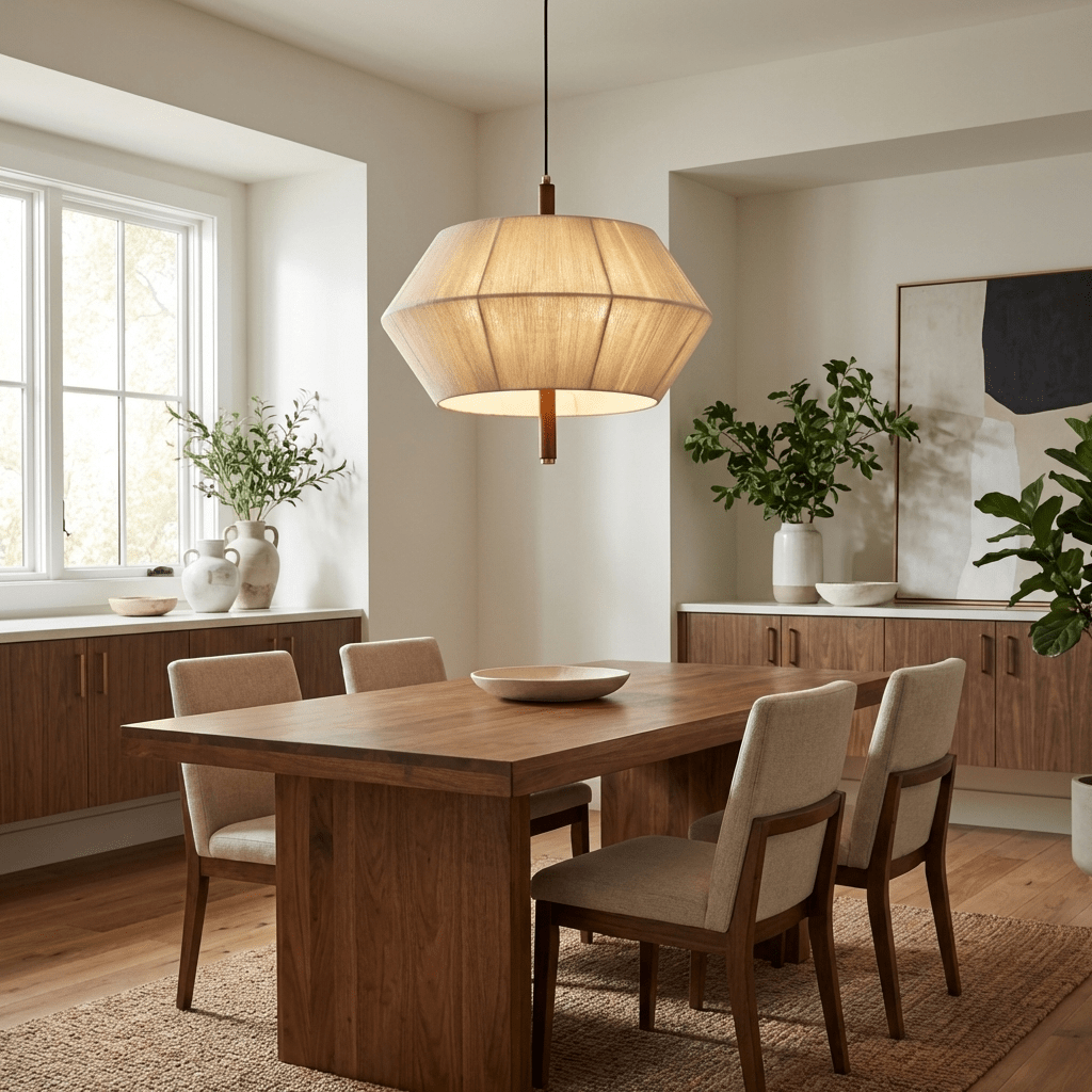 Soren Linen Pendant Light – Geometric Nordic Design for Modern Interiors