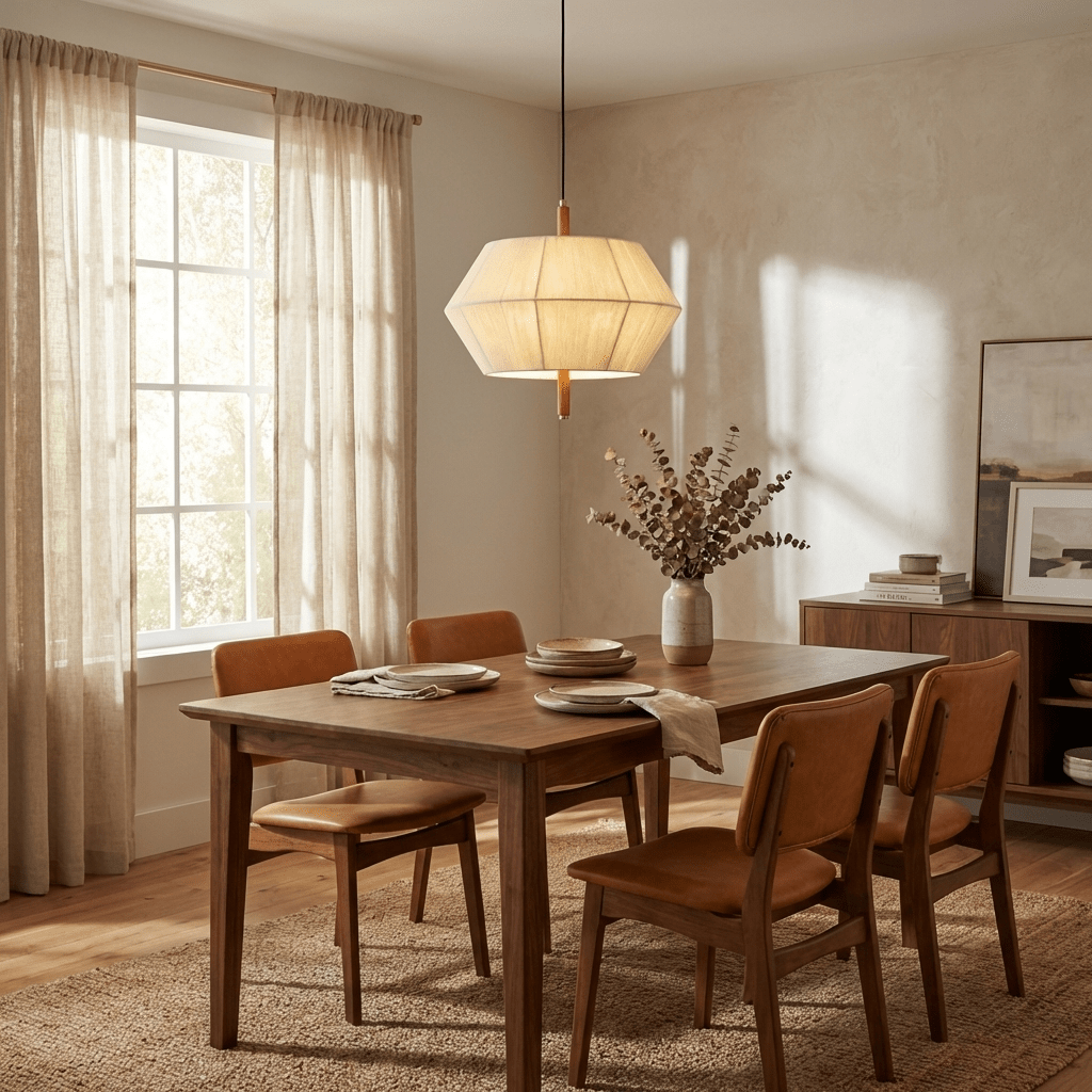 Soren Linen Pendant Light – Geometric Nordic Design for Modern Interiors