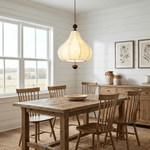 Maribel Floral Fabric Pendant Light with Wooden Accents