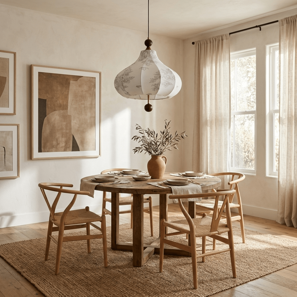 Maribel Floral Fabric Pendant Light with Wooden Accents