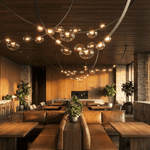 Orvyn Leather Arc Chandelier – Modern Linear LED Pendant Light