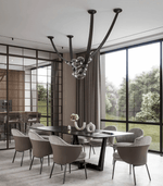 Orvyn Leather Arc Chandelier – Modern Linear LED Pendant Light