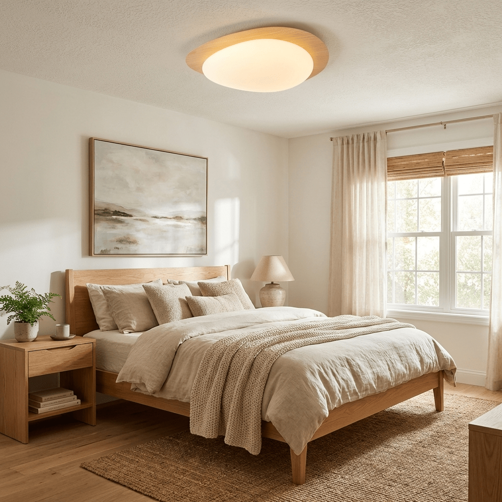 Pebble Flush Mount Ceiling Light with Walnut Grain Finish