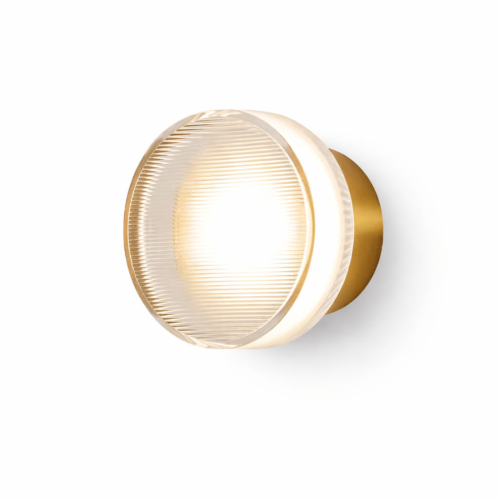 Luno Ribbed Glass LED Wall Sconce in Brass for Modern Interiors