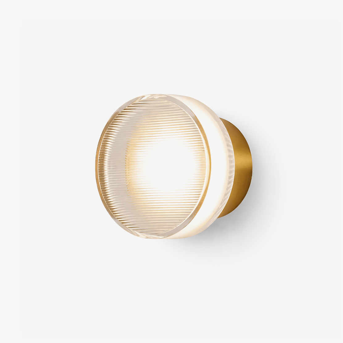 Luno Ribbed Glass LED Wall Sconce in Brass for Modern Interiors