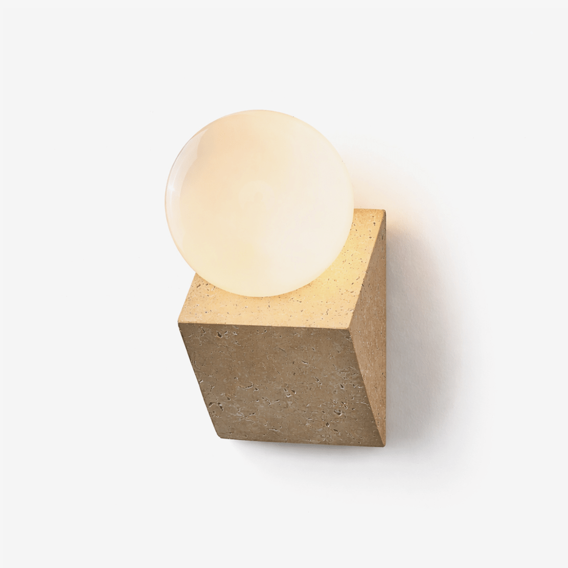 Tavian Orb Travertine Wall Sconce with Glass Globe
