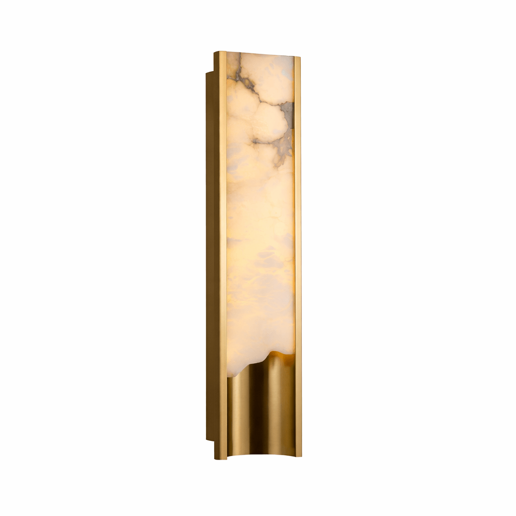 Aurelia Vein Alabaster Wall Sconce in Brass Frame