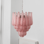 Pink Murano Glass Droplet Chandelier for Dining Room and Living Room