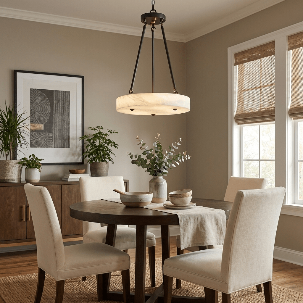 Aurelia Alabaster Disc Pendant Light – Modern LED Hanging Lamp for Dining Room & Kitchen