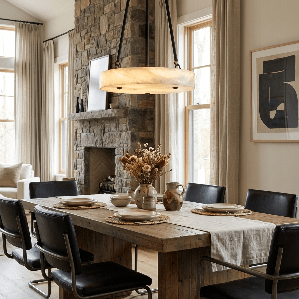 Aurelia Alabaster Disc Pendant Light – Modern LED Hanging Lamp for Dining Room & Kitchen